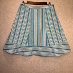 Vintage Talbots Cotton Skirt Blue Striped Y2K Summer Coastal Size P 12
